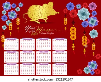 2020 Calendar for new year 