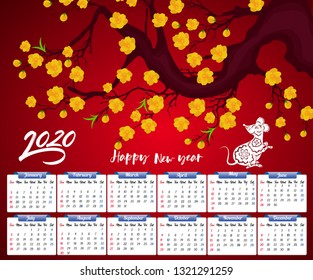 2020 Calendar for new year 