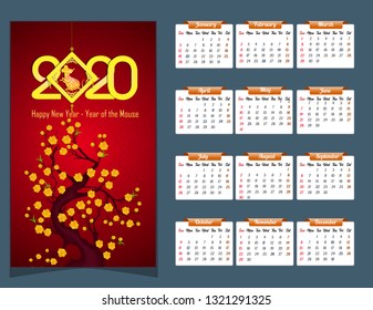 2020 Calendar for new year 