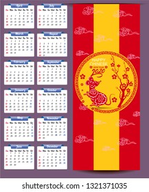 2020 Calendar for new year of mouse