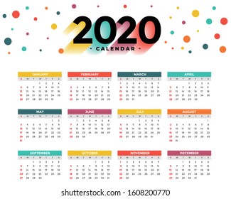 2020 Calendar new year vector