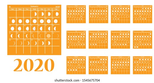 Calendario 2020 con un fondo naranja