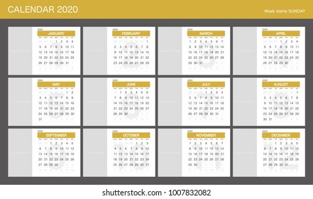 2020 Calendar Planner Design.