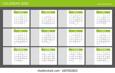 2020 Calendar Planner Design.