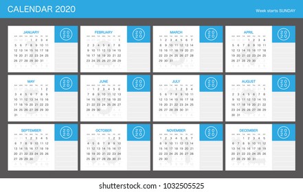2020 Calendar Planner Design.