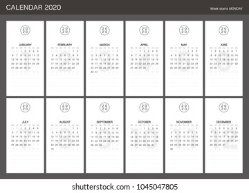 2020 Calendar Planner Design.