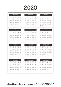 2020 Calendar Planner Design.