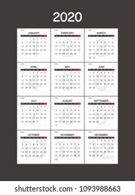 2020 Calendar Planner Design.