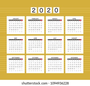 2020 Calendar Planner Design.