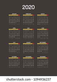 2020 Calendar Planner Design.