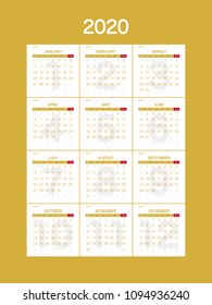 2020 Calendar Planner Design.