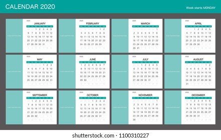 2020 Calendar Planner Design.