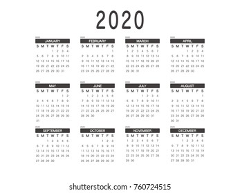 2020 Calendar Planner Design.