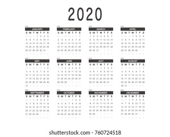 2020 Calendar Planner Design.
