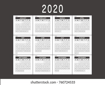 2020 Calendar Planner Design.