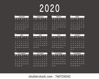 2020 Calendar Planner Design.