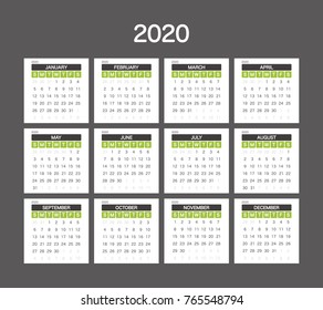 2020 Calendar Planner Design.