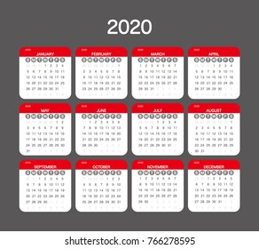 2020 Calendar Planner Design.