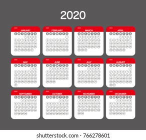 2020 Calendar Planner Design.