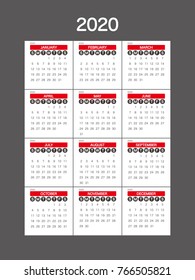 2020 Calendar Planner Design.
