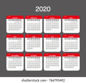 2020 Calendar Planner Design.