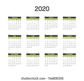 2020 Calendar Planner Design.