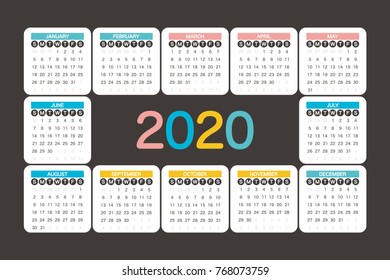 2020 Calendar Planner Design.