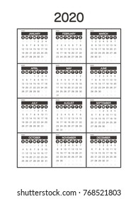 2020 Calendar Planner Design.
