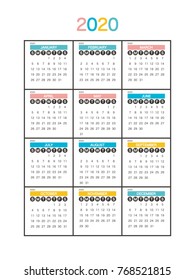 2020 Calendar Planner Design.