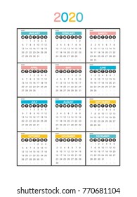 2020 Calendar Planner Design.