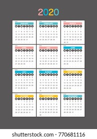 2020 Calendar Planner Design.