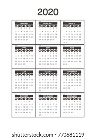 2020 Calendar Planner Design.