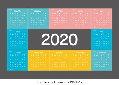 2020 Calendar Planner Design.