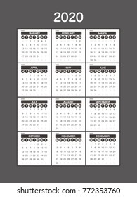 2020 Calendar Planner Design.