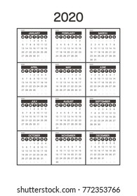 2020 Calendar Planner Design.