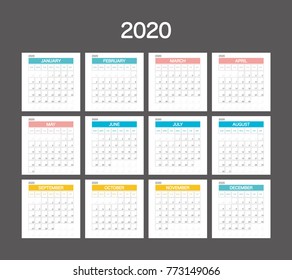 2020 Calendar Planner Design.