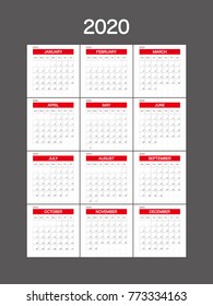 2020 Calendar Planner Design.