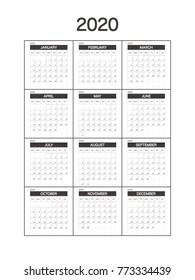 2020 Calendar Planner Design.