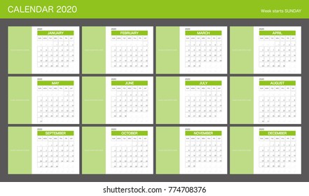 2020 Calendar Planner Design.