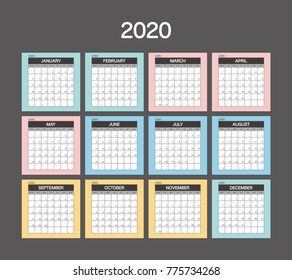 2020 Calendar Planner Design.