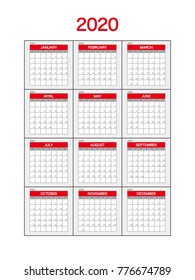 2020 Calendar Planner Design.