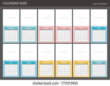 2020 Calendar Planner Design.