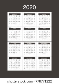 2020 Calendar Planner Design.
