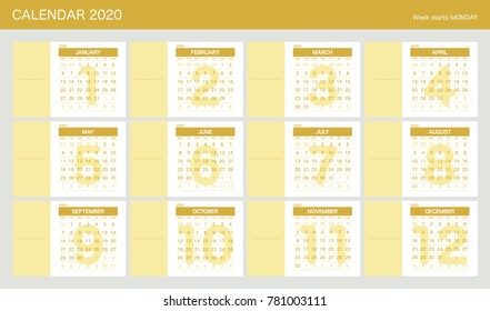 2020 Calendar Planner Design.