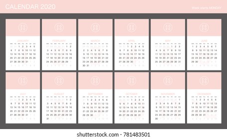 2020 Calendar Planner Design.