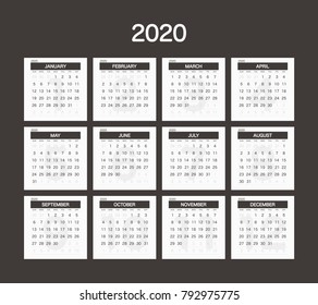 2020 Calendar Planner Design.