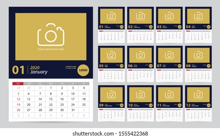 2020 Calendar planner template design. Vector illustration.