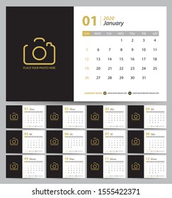 2020 Calendar planner template design. Vector illustration.