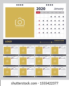 2020 Calendar planner template design. Vector illustration.