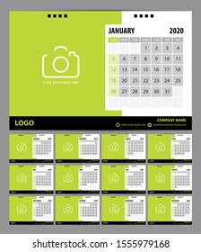 2020 Calendar planner template design. Vector illustration.